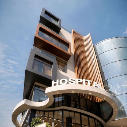 Modern Medical Center Exterior Building and Entrance