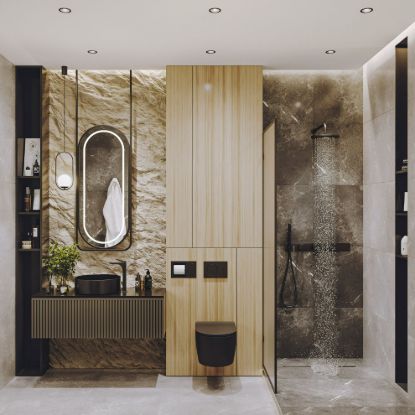 Luxury Bathroom Interior Design with Large Format Tiles